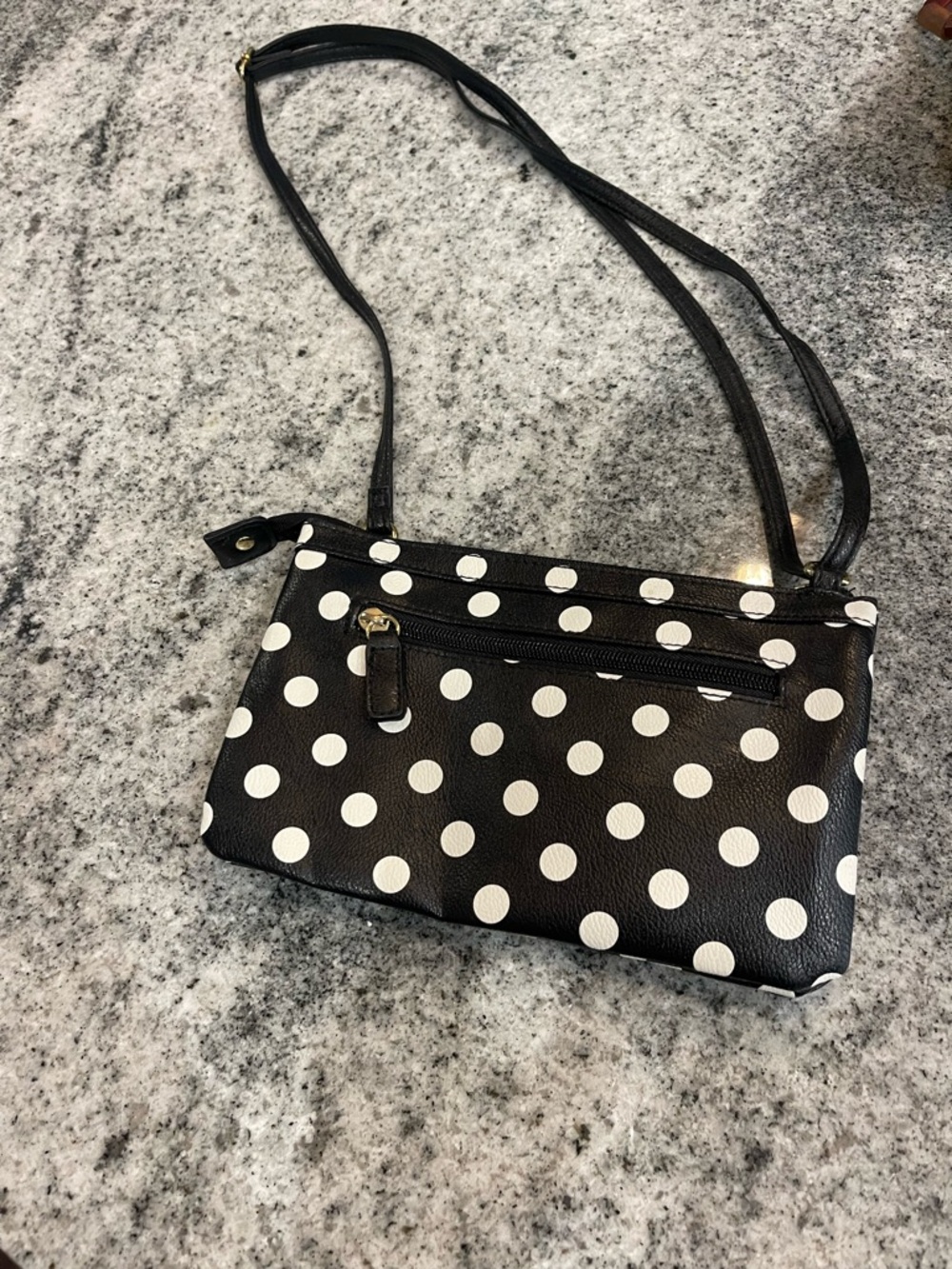 Black and White Polka Dot Crossbody Bag - Women's Stylish Shoulder Bag - Picture 2 of 3